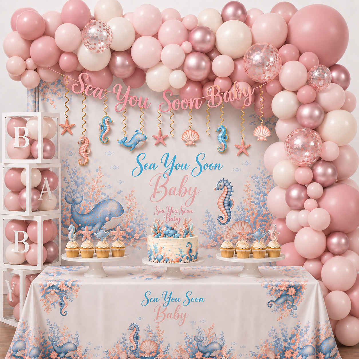 Sea you soon baby shower dicorations for girl